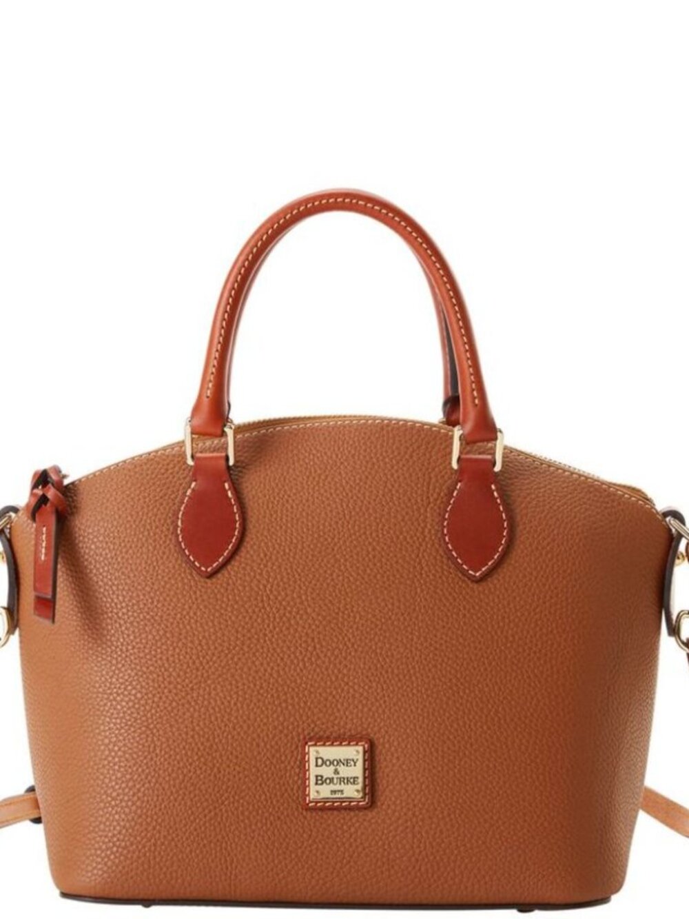 New Dooney & Bourke Pebble Grain Zip Satchel - Caramel